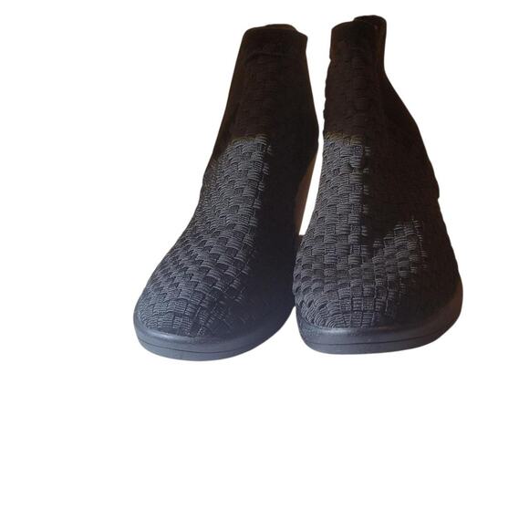 STEVE MADDEN MASSON SZ 8 Chic Black Woven Wedge Ankle Booties - Picture 3 of 8